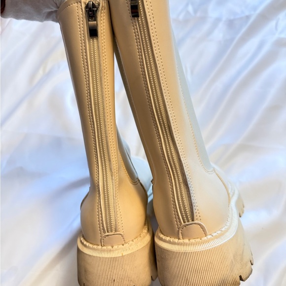 Cream Chunky Combat Boots – Size 40 (US 9) - Picture 4 of 8